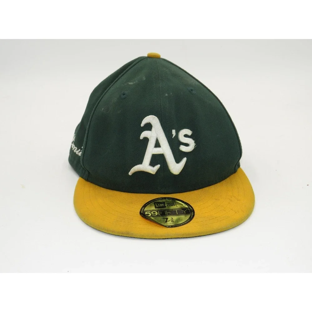 New Era 59FIFTY Oakland Athletics A's Fitted Hat Green Yellow Size 7 3/8